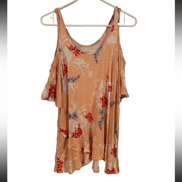 Torrid size 00 or‎ Medium Peach Cold Shoulder Top - Picture 1 of 5